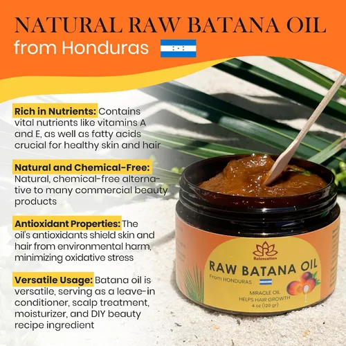 Vista 3 de Aceite de batana de AUTHENTIC - Fuente pura de Honduras Hidrata el cabello, mejora la salud del cuero cabelludo y promueve el crecimiento (4 onzas)
