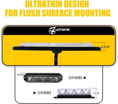 Vista 2 de Xprite Kit de 24 luces estroboscópicas LED ámbar de montaje en superficie con panel de control, conjuntos de luces de advertencia de emergencia