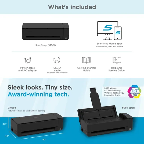 Vista 6 de ScanSnap iX1300 Compacto Escáner Inalámbrico o USB de Doble Cara Color para Documentos, Fotos y Recibos con Alimentador Automático de Documentos