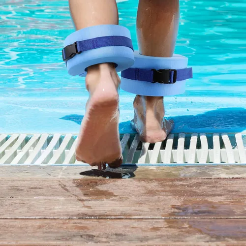 Vista 5 de Juego de 2 pulseras acuáticas de natación, pesas de agua para ejercicios de piscina, pesas de piscina para ejercicio acuático, equipo de ejercicios