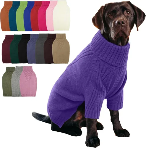 Vista 46 de IECOii Suéter de perro salchicha de cuello alto para perros pequeños, medianos y hembras, elástico y transpirable, abrigo de punto cálido, para Negro