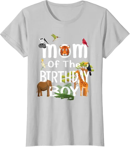 Vista 25 de Camiseta de fiesta de animales con temática de zoológico para niño de cumpleaños, Negro