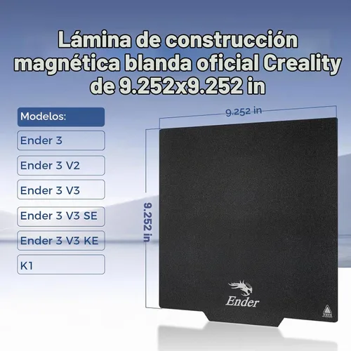 Vista 2 de Placa de construcción Creality Ender 3 2 piezas 235 * 235 mm, cama magnética suave para impresora 3D con revestimiento de PC, tapete para impresora