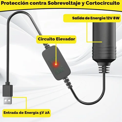 Vista 5 de Adaptador de USB a Encendedor de Cigarrillos, Cable de 10W USB Macho a 12V Encendedor de Cigarrillos de Toma, para Cámara de Salpicadero, Detector