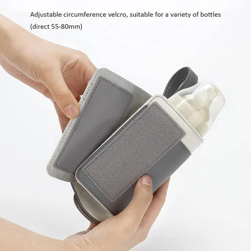 Vista 9 de Calentador de biberones portátil USB, 3 temperaturas ajustables para viajes en coche y mantenimiento de calor de leche, gris oscuro