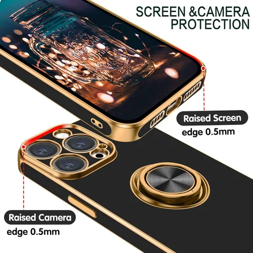 Vista 5 de BENTOBEN Funda para iPhone 14 Pro Max, delgada, ligera, soporte de anillo de 360°, soporte de soporte para automóvil, a prueba de golpes