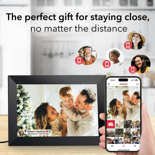 Vista 6 de Frameo - Marco de fotos digital WiFi de 10.1 pulgadas con almacenamiento de 32 GB, pantalla táctil IPS HD de 1280 x 800P, envía fotos/videos desde