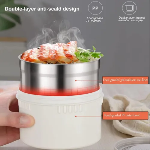 Vista 2 de para alimentos calientes, acero inoxidable 304 2.9L apilable aislado tarro de alimentos con 4 niveles, a prueba de fugas, lonchera térmica al vacío