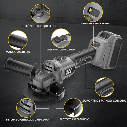 Vista 8 de VERVEWAVE Amoladora angular de 4-1/2 pulgadas inalámbrica compatible con batería DEWALT de 20 V máximo, herramienta de amoladora eléctrica sin