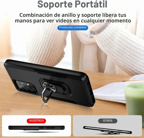 Vista 2 de Funda para Samsung Galaxy A52 5G Galaxy A52 4G con anillo de soporte, resistente protección de grado militar a prueba de golpes para Galaxy A52 5G