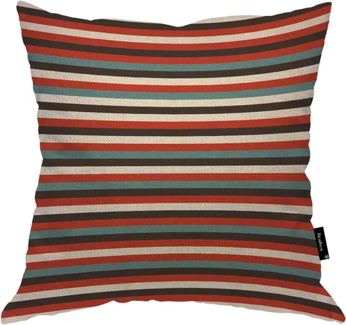 Vista 8 de Funda para cojín Beabes de 18"X18" con ancla, diseño náutico azul y blanco a rayas, funda de almohada cuadrada de algodón y lino para el hogar