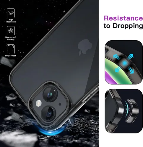 Vista 6 de JETech - Funda para iPhone 14 de 15,5 cm, cubierta a prueba de golpes que no se pone amarilla, parte trasera transparente antiarañazos (negro)