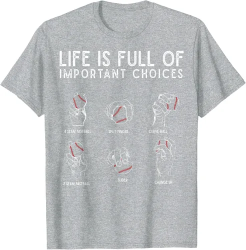 Vista 56 de Tipos de béisbol Pitches Life Choices Jugador Camiseta