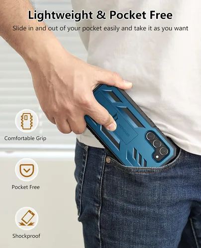 Vista 9 de FNTCASE Funda para Samsung Galaxy S23-Plus funda protectora texturizada de doble capa y carcasa de TPU resistente con soporte, protección contra