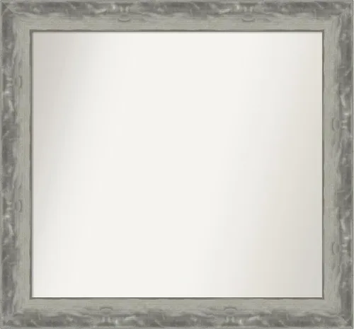 Vista 285 de Amanti Art Espejo de baño plateado para sobre el fregadero, 24 x 24 pulgadas, espejo cuadrado de peltre forjado a medida, marco de madera casual