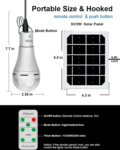 Vista 5 de Bombillas solares portátiles para interiores y gallineros, luz de gallinero con temporizador, luces solares LED para cortes de energía de emergencia