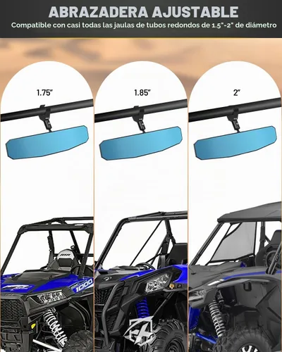 Vista 5 de Xprite Espejo retrovisor UTV de 13 pulgadas, espejo central con luces para 13 pulgadas - 1