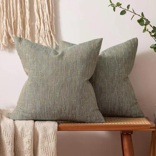Vista 21 de MIULEE - Juego de 2 fundas de almohada decorativas de lino de arpillera, modernas, estilo campestre, rústicas, tejidas, con textura, para sofá, Gris