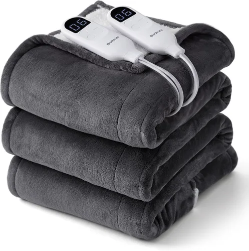 Vista 43 de Bedsure - Manta eléctrica de calentamiento rápido, manta de franela suave con 4 ajustes de tiempo, 6 ajustes de calefacción, regalos cálidos