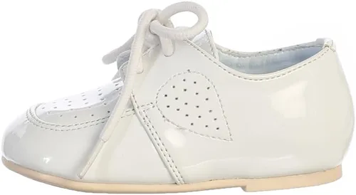 Vista 2 de Lito Baby Boys White Lace Up Holed Design Dress Shoes