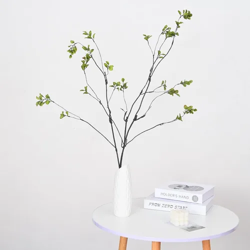 Vista 7 de 3 ramas de ficus artificiales, tallos de eucalipto sintético de 38 pulgadas, vegetación verde falsa para relleno de jarrón, decoración del hogar