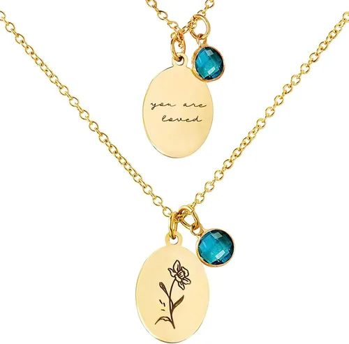 Vista 11 de Collar de flores de nacimiento, collar de piedra natal de diciembre, collar con dije para mamá, regalos de cumpleaños, cadena de oro, delicado