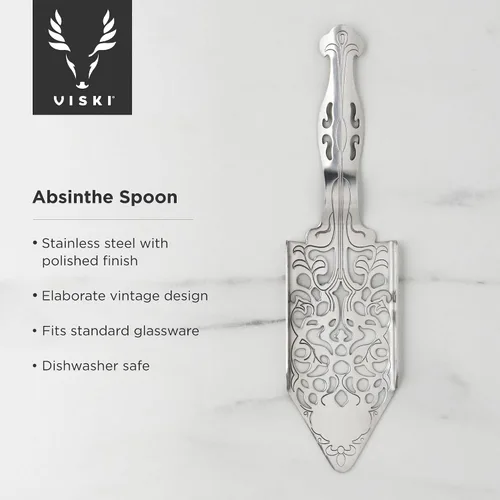 Vista 2 de Viski Cuchara de absenta – Gotero de absenta estilo vintage con perforaciones – apto para lavavajillas de acero inoxidable juego de 1 absinthe