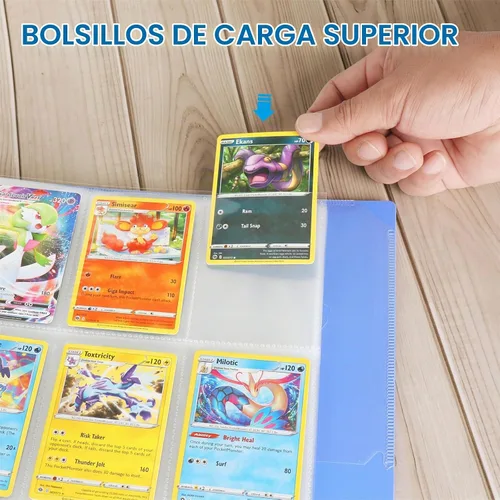 Vista 5 de ABLY 540 bolsillos de doble cara para tarjetas intercambiables, 9 bolsillos, protectores de tarjetas de juego de plástico transparente
