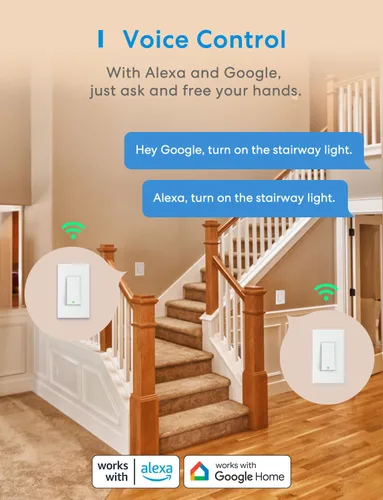 Vista 11 de meross Paquete de 4 interruptores inteligentes de 3 vías, interruptor de luz inteligente compatible con Apple HomeKit, Siri, Alexa, Google Assistant