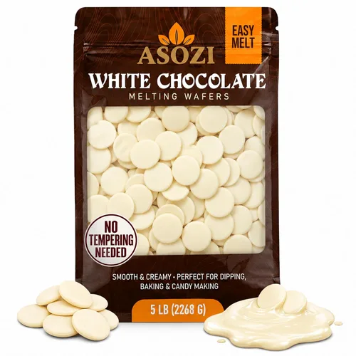 Vista 10 de Obleas de chocolate negro prémium para derretir 5 libras, perfectas para hornear, dulces, trufas, postres y barras de chocolate virales Dubai