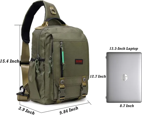 Vista 6 de Nicgid Bolsos de hombro en el pecho, mochila cruzada para laptop de 13.3 pulgadas, 14.1 pulgadas, bolsa de mensajero para viajes al aire libre