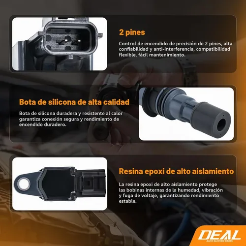 Vista 4 de DEAL Paquete de bobinas de encendido, compatible con Dodge Dakota Durango Nitro Ram 1500 - Jeep Commander Grand Cherokee Liberty - Mitsubishi Raider