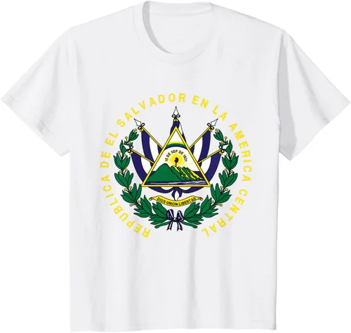 Vista 24 de amdesco Salvador Camisa, salvadoran Escudo de armas playera, mujer L, Blanco