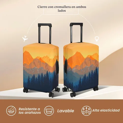 Vista 2 de Explore Land Funda protectora para maleta aprobada para volar, se adapta a maleta de 18 a 32 pulgadas, L Montañas Amber