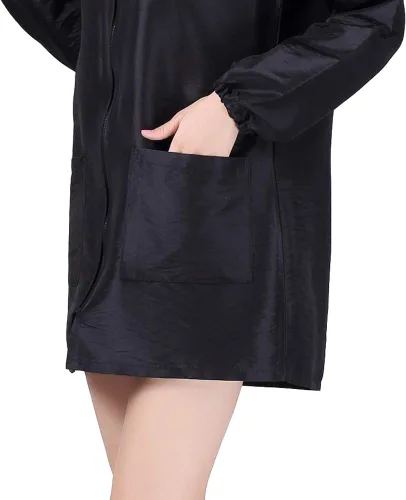 Vista 5 de Chaqueta profesional de estilista para peluquería, uniforme de cosmetología, con cremallera, para peluquería, ropa de trabajo, belleza, spa