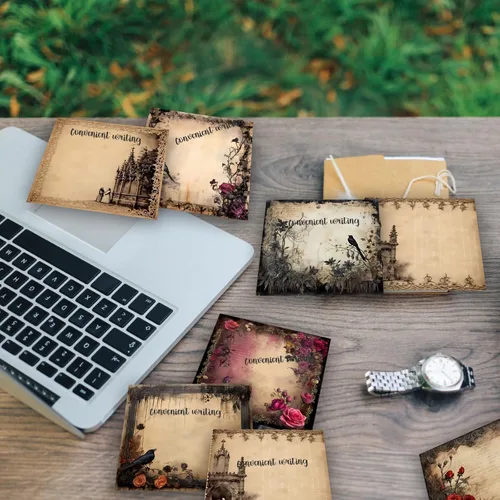 Vista 3 de 9 Piezas de Notas Adhesivas de Estilo Gótico, Blocs de Notas de Diseño Gótico, Notas Adhesivas de Estilo Gótico para Escuela, Oficina, Suministros