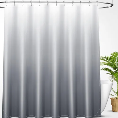 Vista 19 de OLANLY Juego de cortinas de ducha de lujo beige y blanco degradado con 12 ganchos, cortinas de ducha decorativas impermeables y lavables para baño