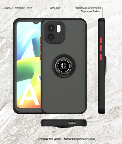 Vista 7 de QUIETIP Funda compatible con Xiaomi Redmi A1 / Redmi A2 4G con protector de pantalla, TPU + policarbonato duro a prueba de golpes, anillo magnético