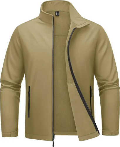 Vista 11 de MAGCOMSEN Chaqueta Softshell con forro polar para hombre, ligera, impermeable, cortavientos con cremallera, abrigo de lluvia para invierno