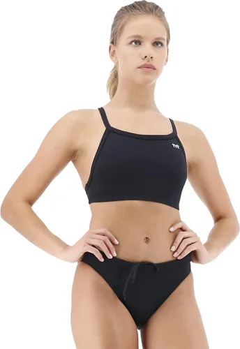 Vista 2 de TYR Sport - Bikini de entrenamiento Durafast de tono sólido para mujer con espalda tipo diamante