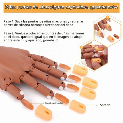 Vista 7 de LIONVISON Mano de práctica para uñas acrílicas, manos de práctica flexibles con dedos y kit de uñas, cepillo de polvo acrílico, herramientas