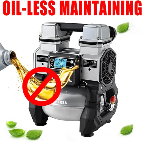 Vista 9 de TC·BL Compresor de aire portátil, 110V, silencioso, pequeño, ligero y sin aceite con tanque de aluminio de 5L