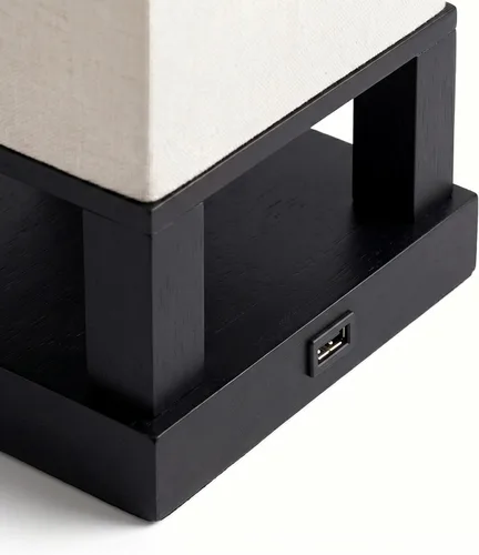 Vista 5 de Brightech Maxwell Lámpara de Mesita de Noche con Puerto USB – Lámpara de Mesa Compacta para Dormitorio, Sala de Estar - Moderna Lámpara Asiática
