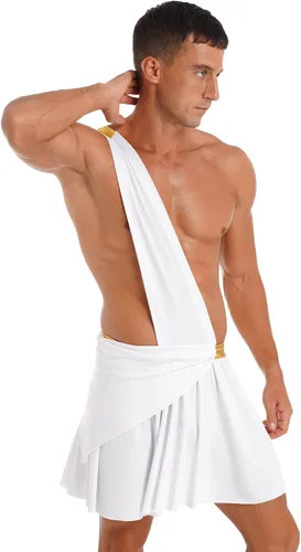Vista 4 de Conjunto de lencería griega antigua para hombre, disfraz de caballero guerrero, traje de fiesta de cosplay de Roma, minifaldas doradas