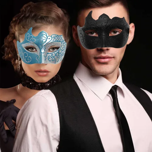 Vista 6 de Máscara veneciana para hombres y parejas, máscara veneciana para Halloween, Mardi Gras, fiesta, baile de graduación