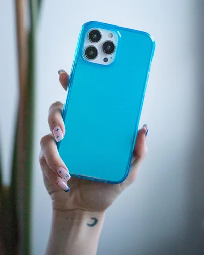 Vista 8 de FELONY - Funda para iPhone 15 Pro, funda transparente de color azul neón Azul claro neón