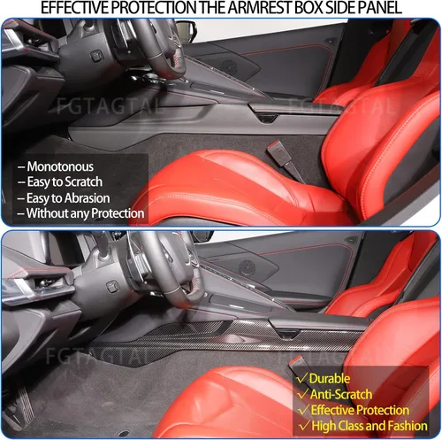 Vista 2 de Co-Pilot - Cubierta de panel lateral de caja de reposabrazos compatible con Chevrolet Corvette C8 2020-2026, moldura de panel lateral del conductor