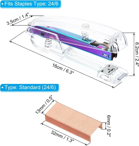 Vista 2 de PATIKIL Acrylic Stapler Set, Portable Stylish Manual Effortless Desktop Stapler with 2000 Pcs 24/6 Staples for Classroom Home Office Desk, Rainbow