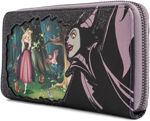 Vista 3 de Loungefly Disney Villains Scenes Maléfica Sleeping Beauty Zip Around Wallet, Negro -, Cartera con cremallera