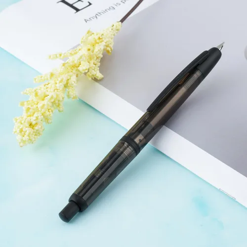 Vista 4 de Pluma estilográfica Jinhao 20 Press retráctil con plumín extrafino, convertidor de resina, regalo, transparente negro